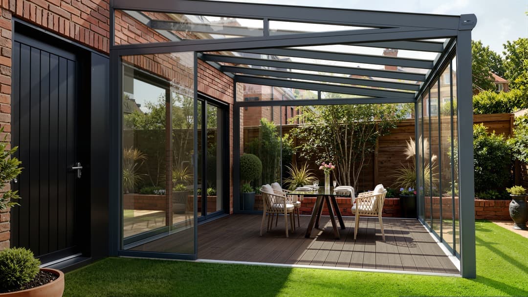 Bamboo decking widthwise under a canopy