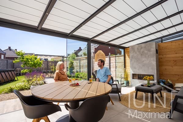 Veranda with glass patio doors