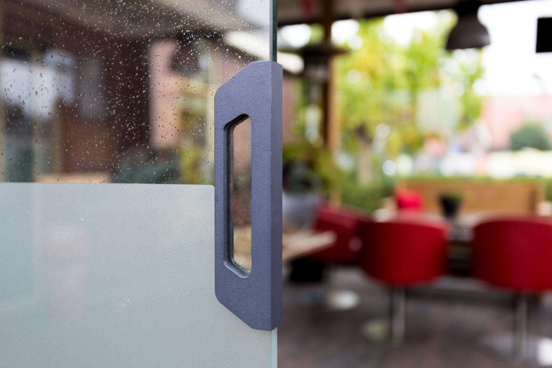 Mounting weather strips, decorative strips and handles for sliding glass walls Mounting weather strips, decorative strips and handles for sliding glass walls