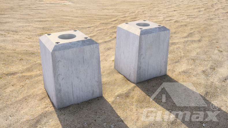 Foundation (spot foundation) for all support structures without water drain (RWD)