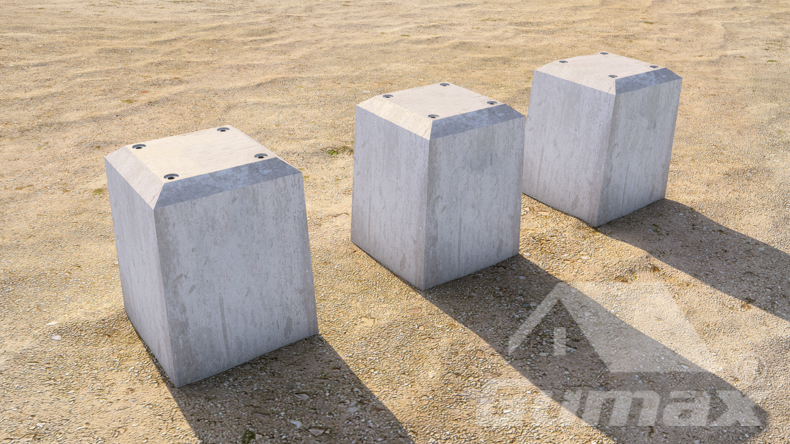 Foundation (spot foundation) for all support structures without water drain (RWD)