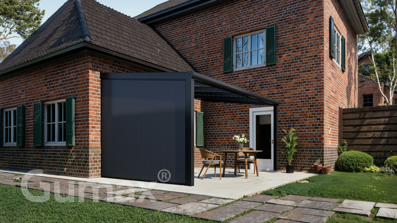 Aluminium sidewall with anthracite panels 2000mm to 2300mm