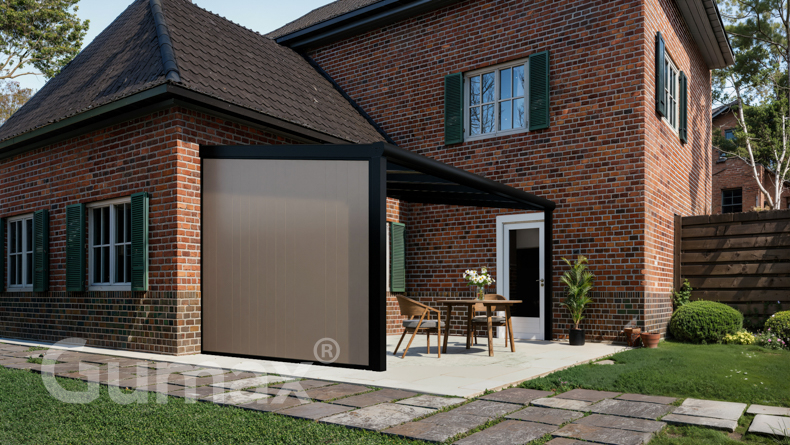Aluminium sidewall with grey beige panels 2000mm to 2300mm