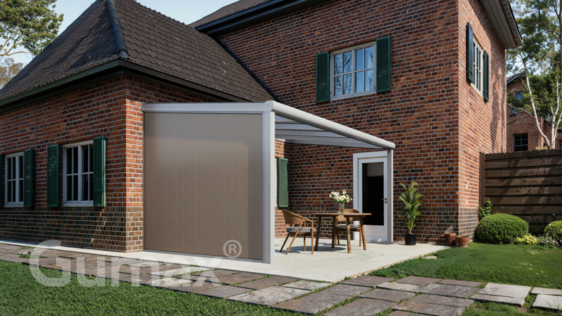 Aluminium sidewall with grey beige panels 2000mm to 2300mm