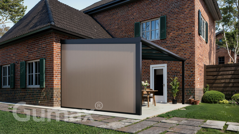 Aluminium sidewall with grey beige panels 2000mm to 2300mm