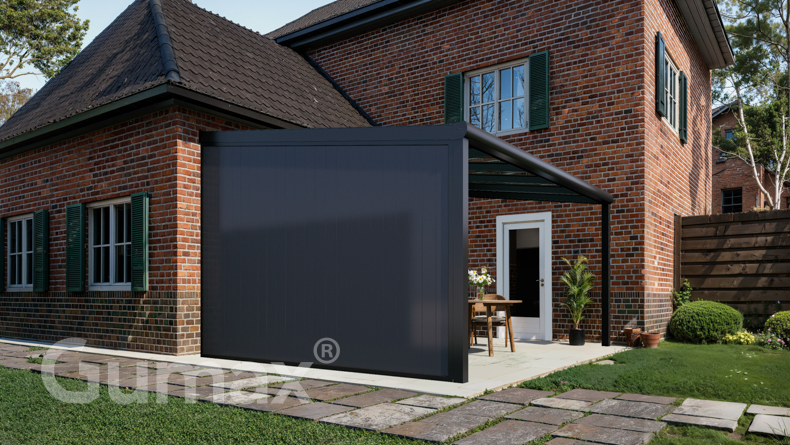 Aluminium sidewall with anthracite panels 2000mm to 2300mm