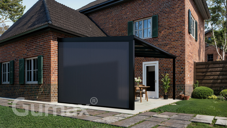 Aluminium sidewall with anthracite panels 2000mm to 2300mm