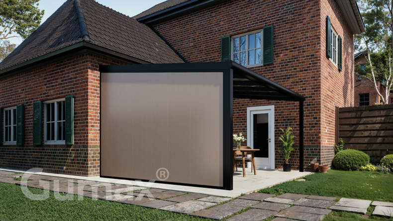 Aluminium sidewall with grey beige panels 2000mm to 2300mm