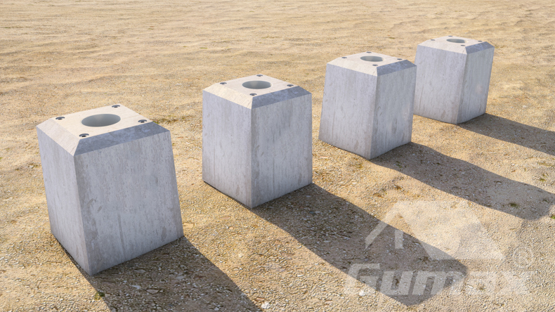 Foundation (spot foundation) for all support structures without water drain (RWD)