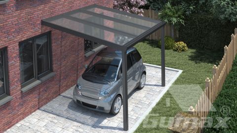 Classic carport in matt anthracite measuring 3.06 x 3 metres with clear polycarbonate