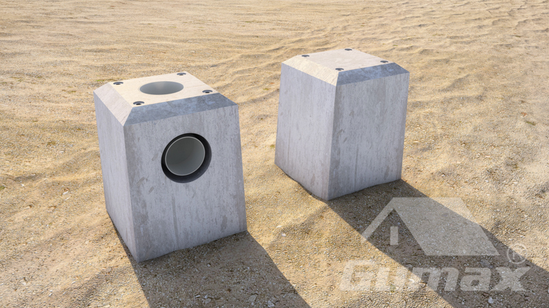 Foundation (spot foundation) for all support structures, including 1 with water drain (RWD)