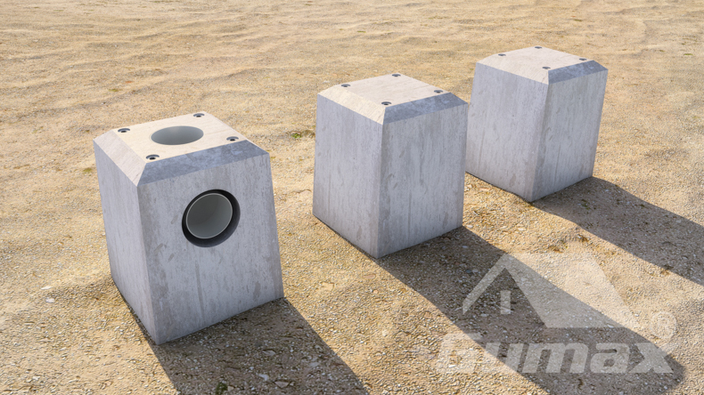 Foundation (spot foundation) for all support structures, including 1 with water drain (RWD)