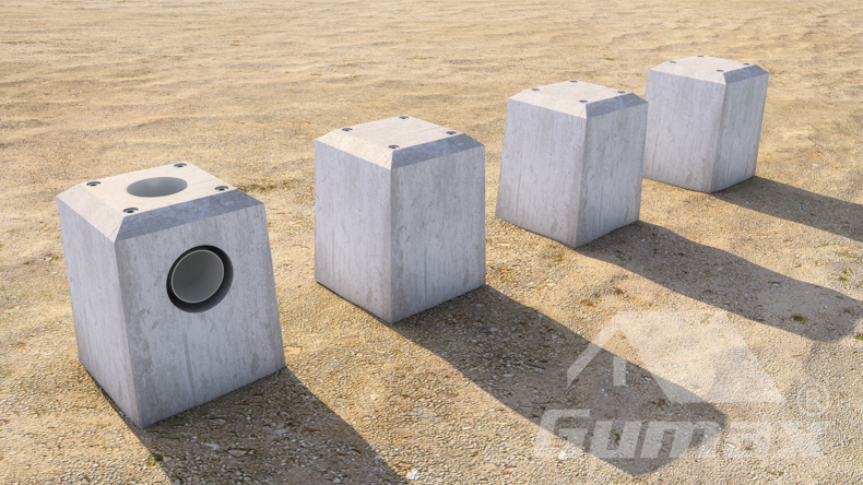 Foundation (spot foundation) for all support structures, including 1 with water drain (RWD)