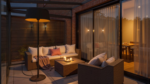 What is the best position for an outdoor space heater under your veranda? 