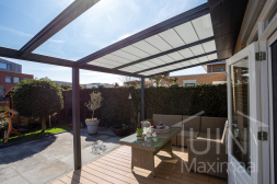 Modern attached veranda with sun shading and LED lighting
