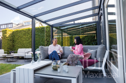 Build modern attached veranda made of glass